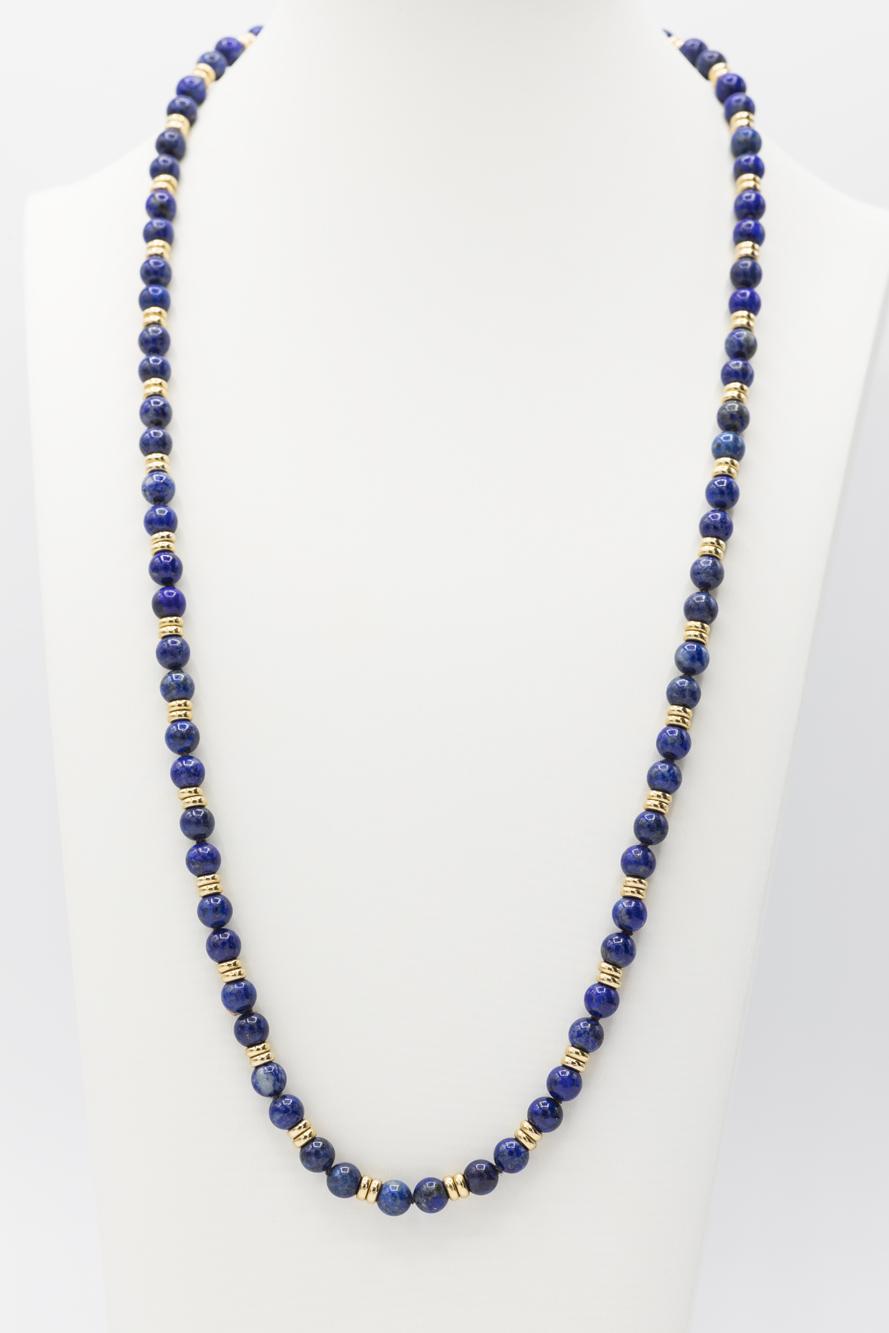 Lapis Bead Necklace and Bracelet with 14K YG Spacer Beads and Clasp