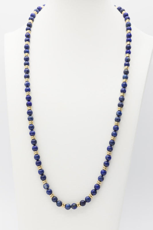 Lapis Bead Necklace and Bracelet with 14K YG Spacer Beads and Clasp