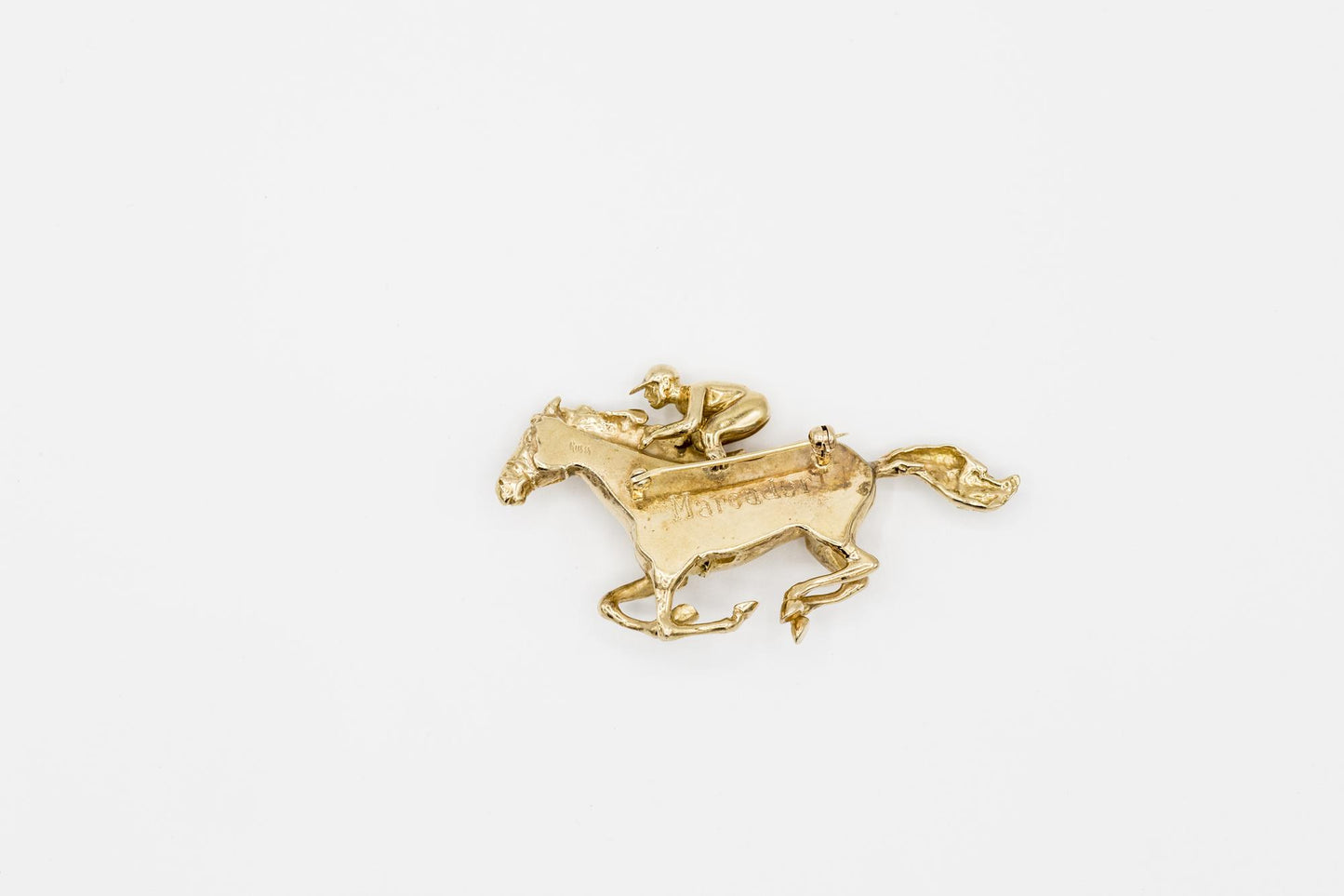 Gorgeous Horse and Jockey Brooch by William Ruser, in 14K YG