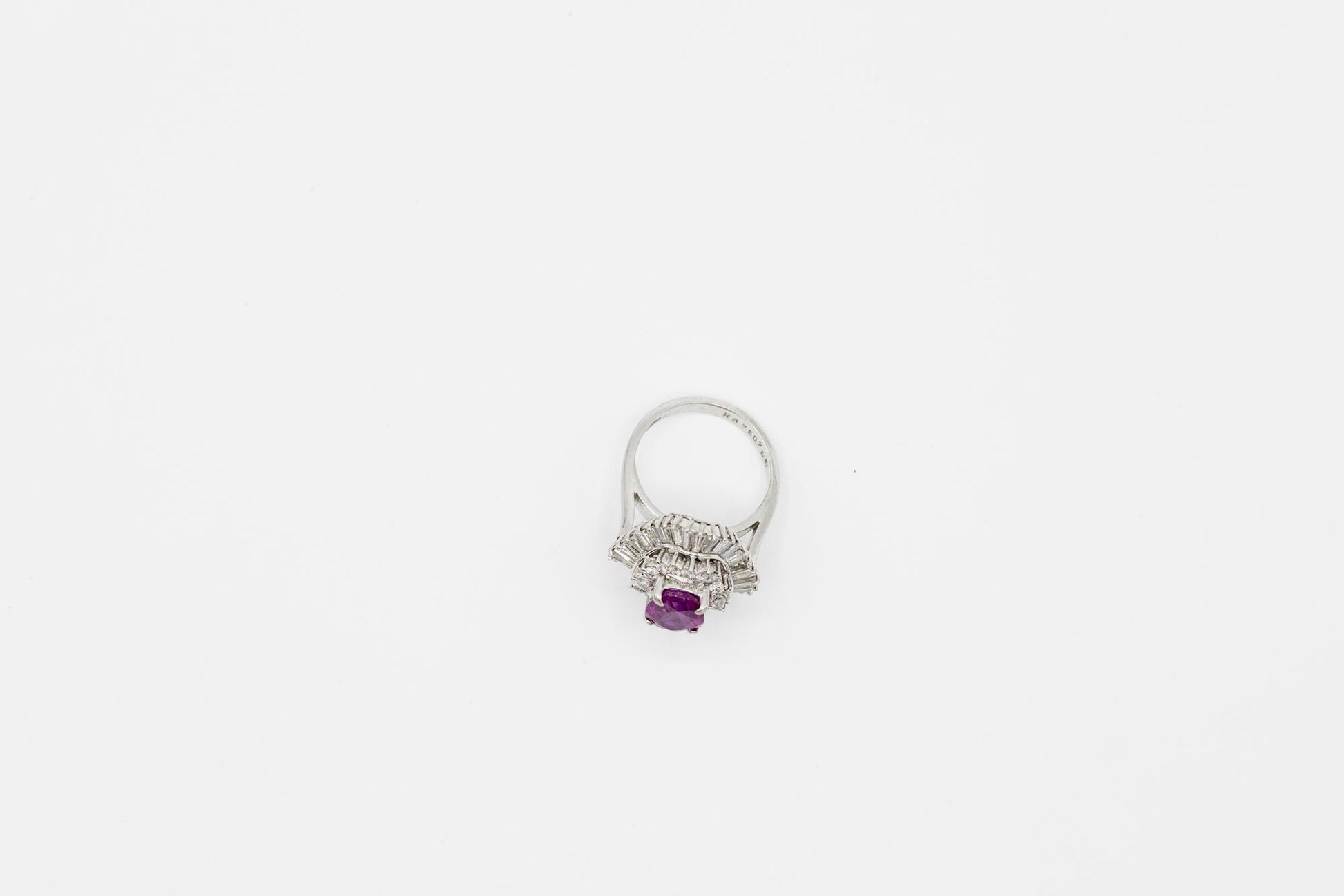 Ruby Cocktail Ring with 3ctw Diamond Double Halo Set in 900 Platinum