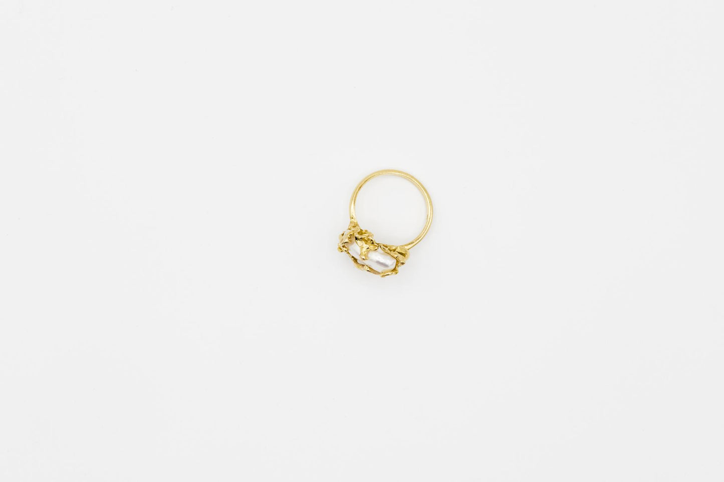 Brutalist Baroque Pearl 18K YG Statement Ring