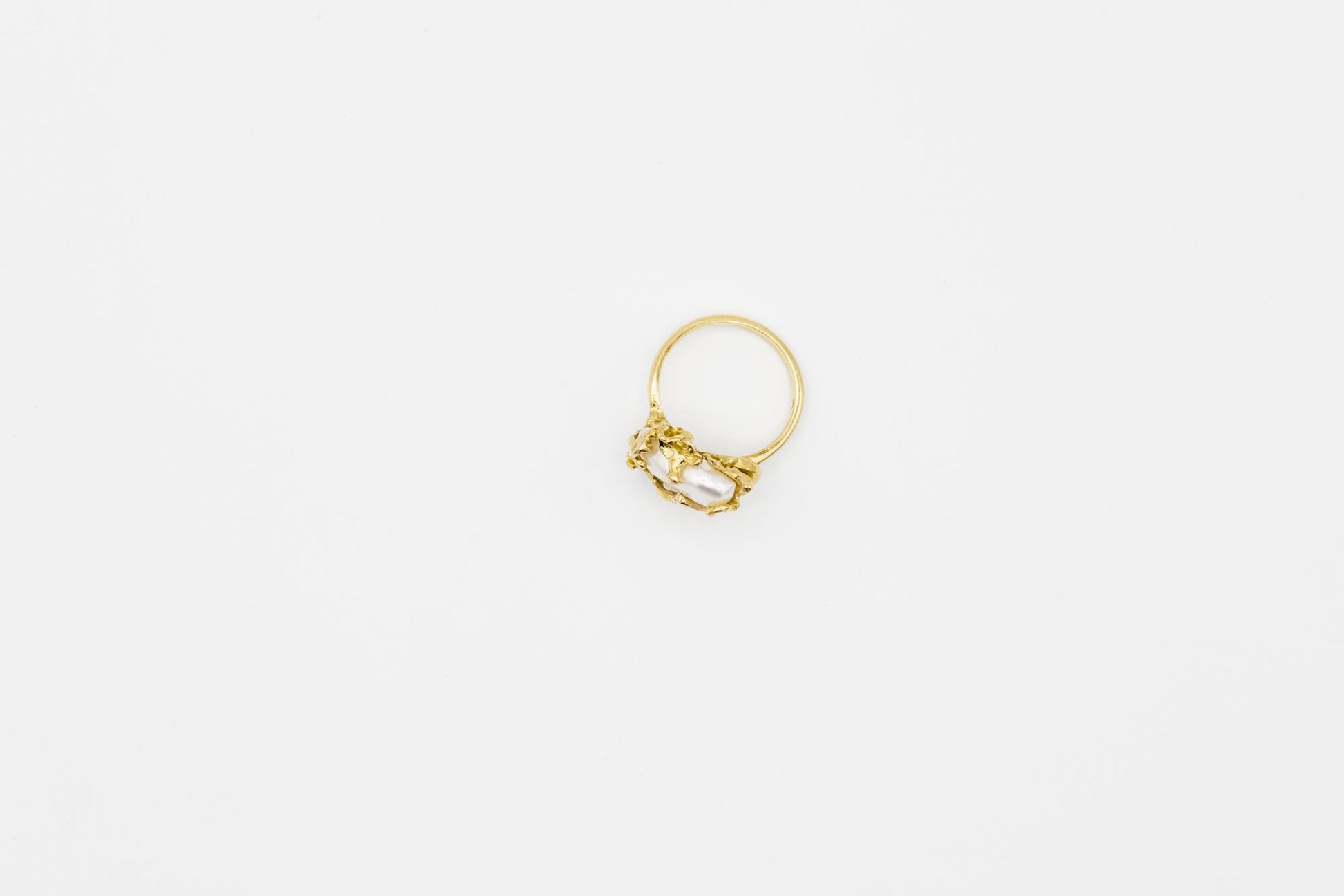 Brutalist Baroque Pearl 18K YG Statement Ring