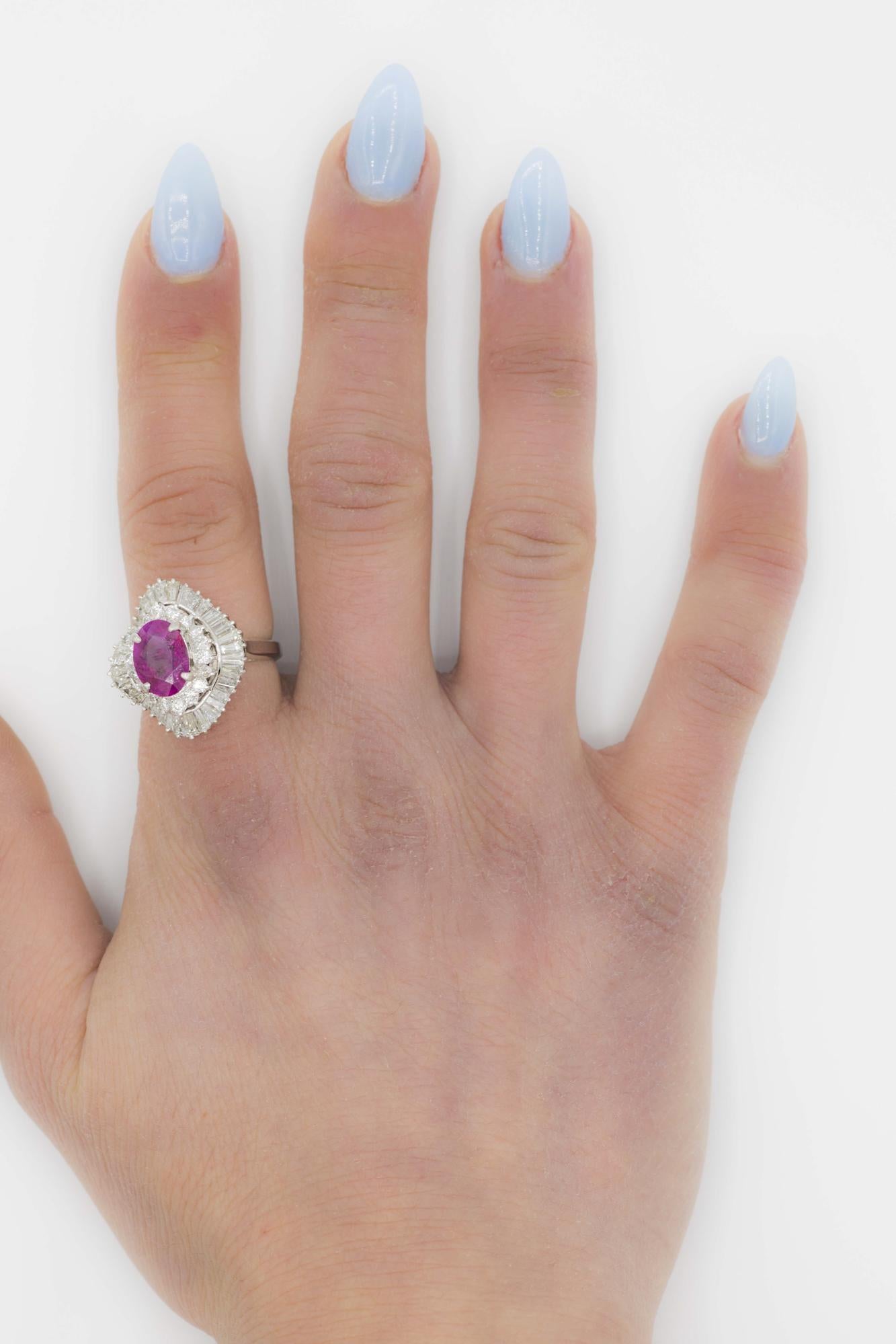Ruby Cocktail Ring with 3ctw Diamond Double Halo Set in 900 Platinum