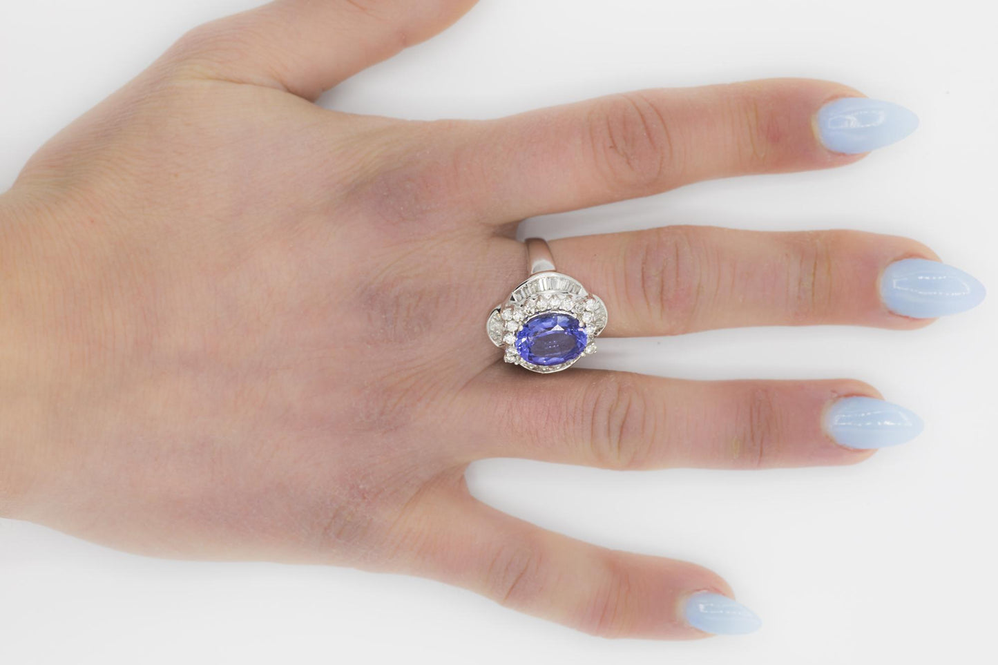 Tanzanite Diamond Cocktail Ring in 18K WG