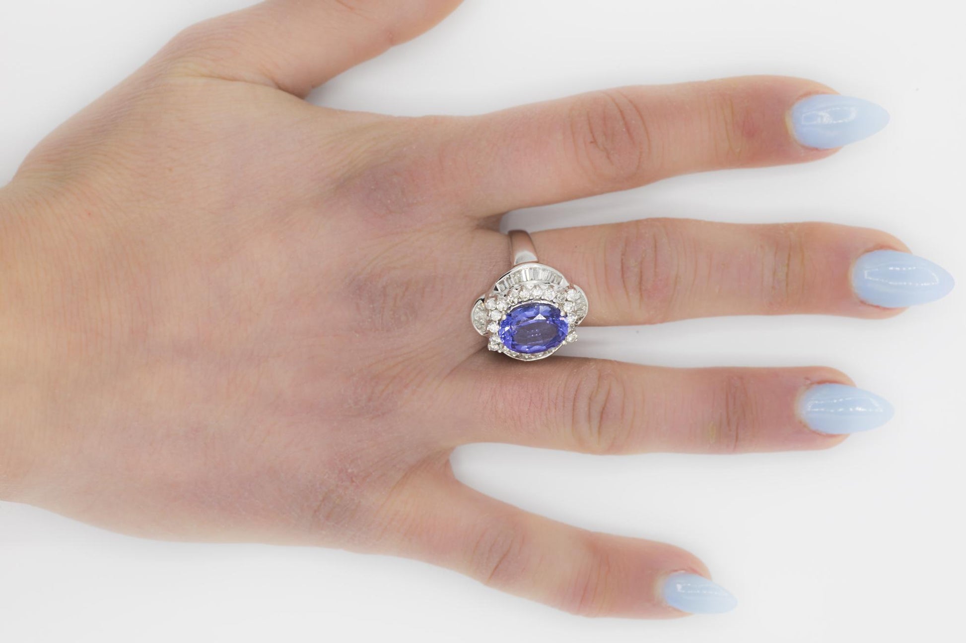Tanzanite Diamond Cocktail Ring in 18K WG