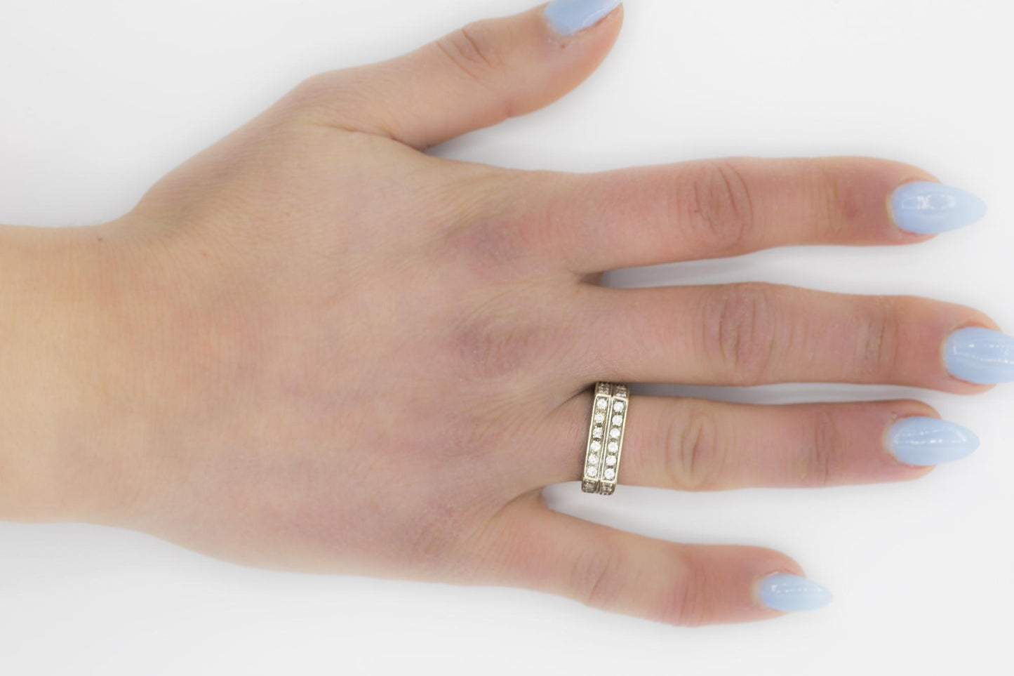 Vintage 18K Double Row Diamond Fashion Ring