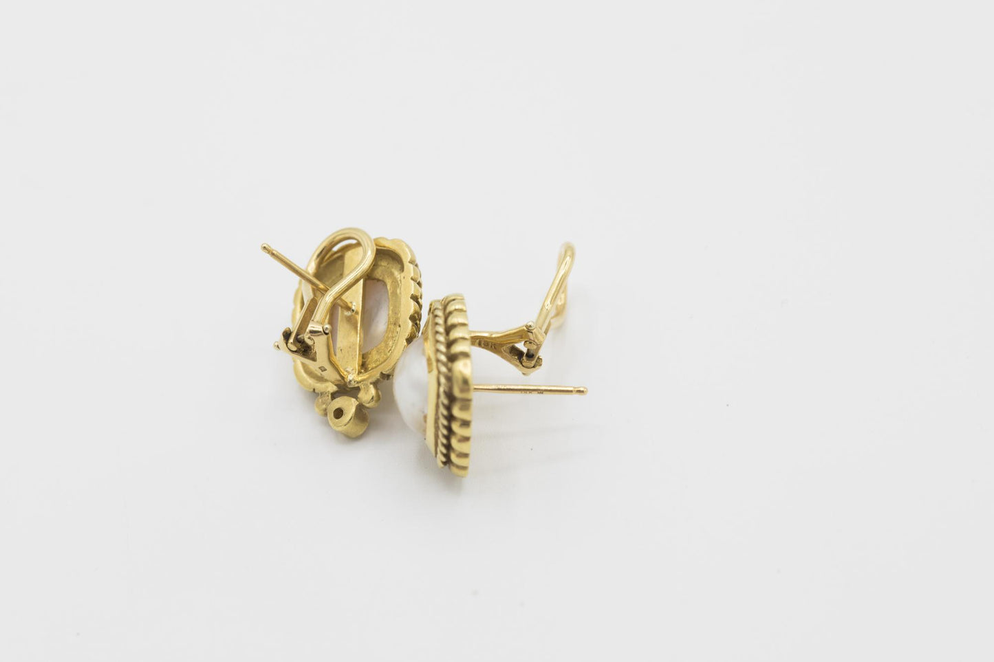 Pearl Earrings with Twisted Rope 18K YG Setting