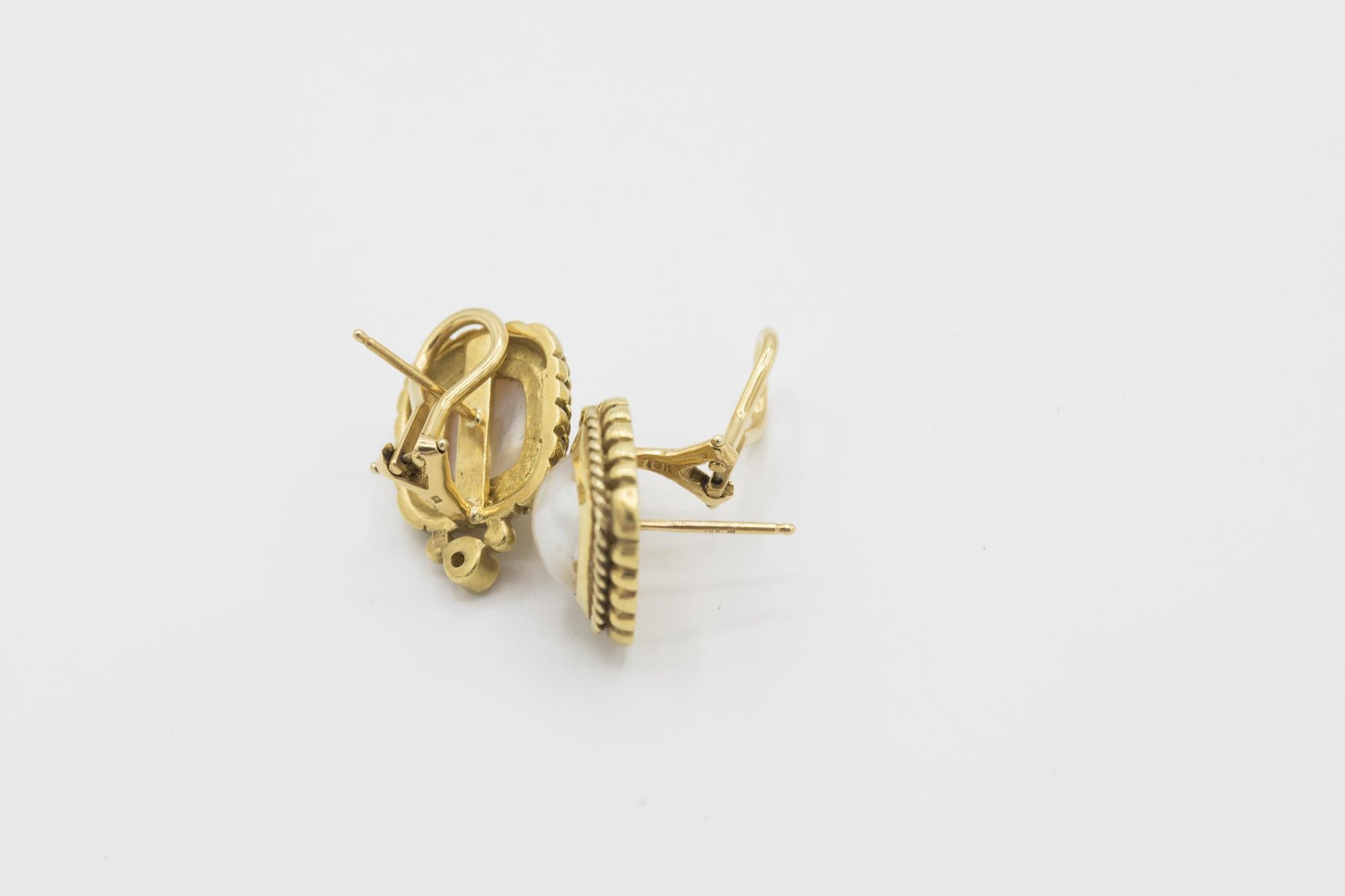 Pearl Earrings with Twisted Rope 18K YG Setting