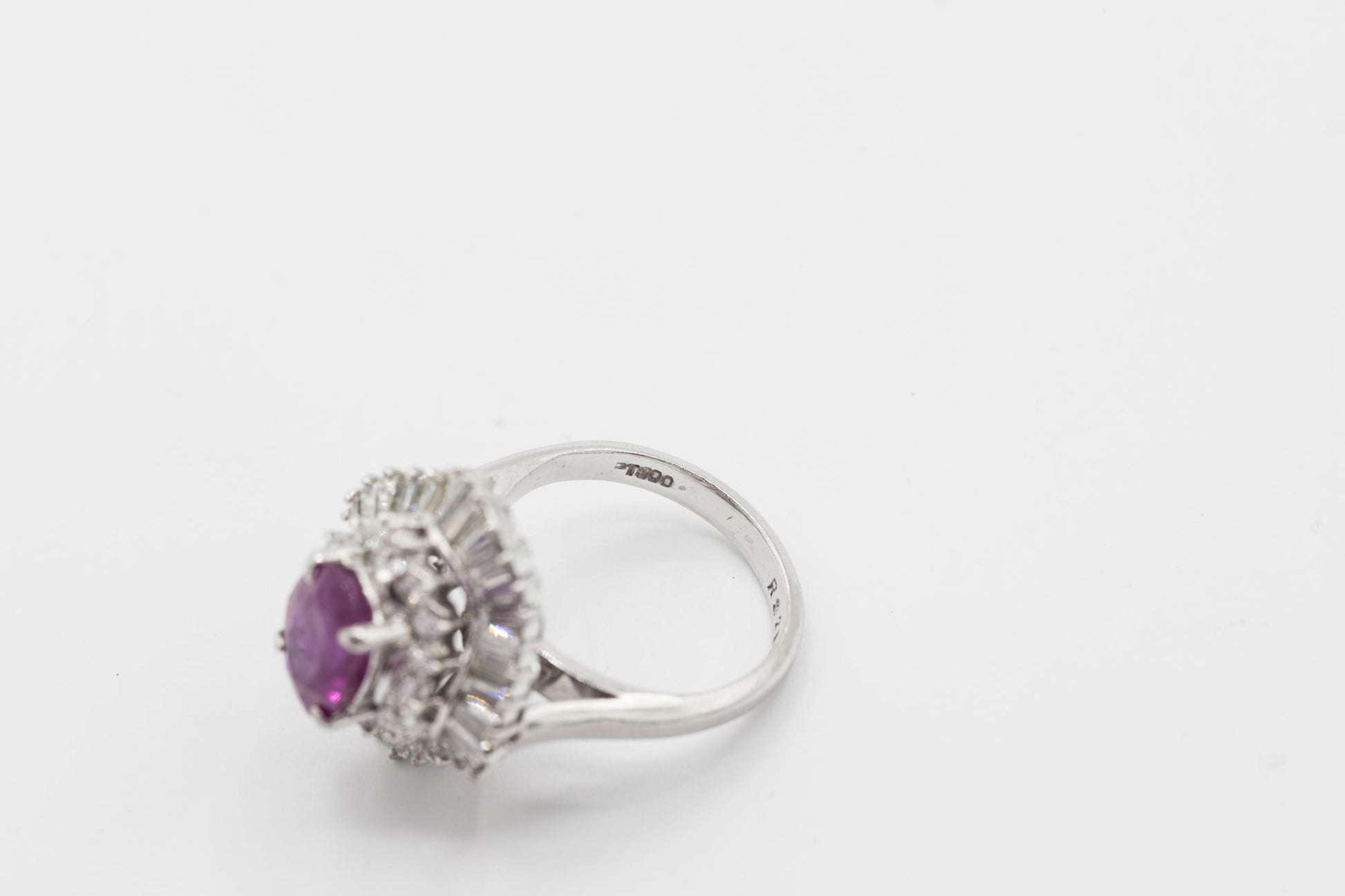 Ruby Cocktail Ring with 3ctw Diamond Double Halo Set in 900 Platinum