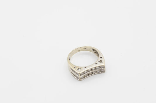 Vintage 18K Double Row Diamond Fashion Ring