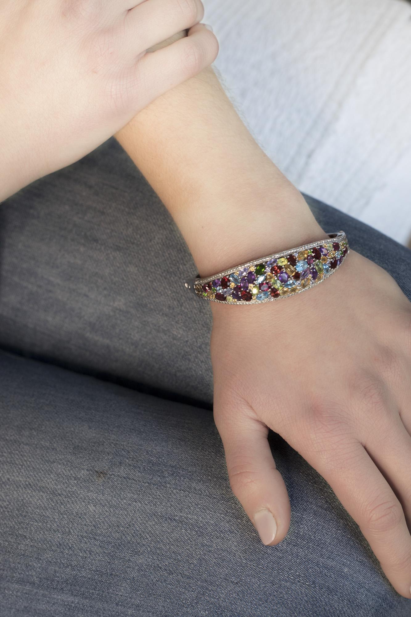 Multi-Gem Sterling Silver Bracelet