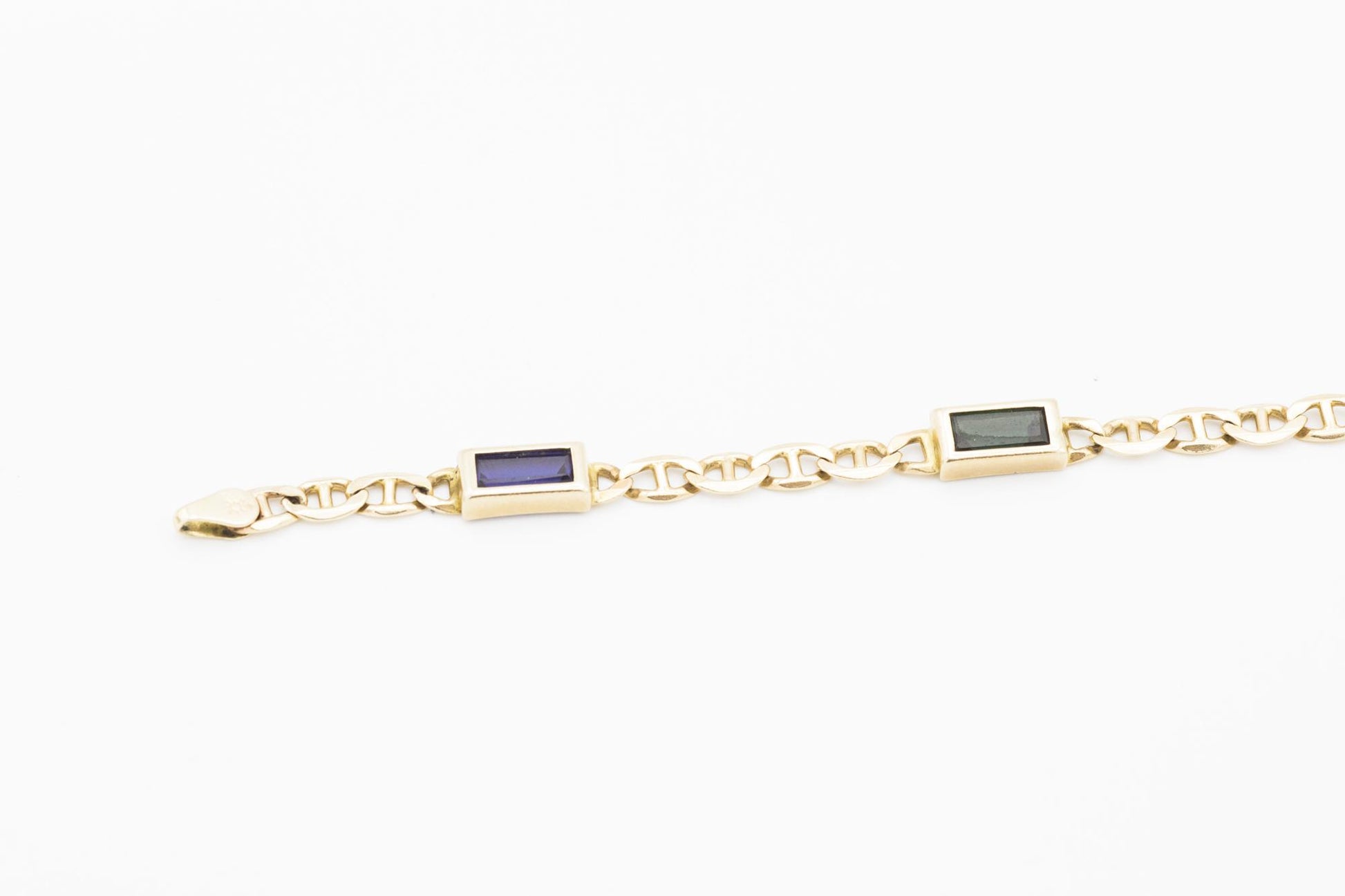 14K YG Multi-Gem Bracelet with Mariner Links