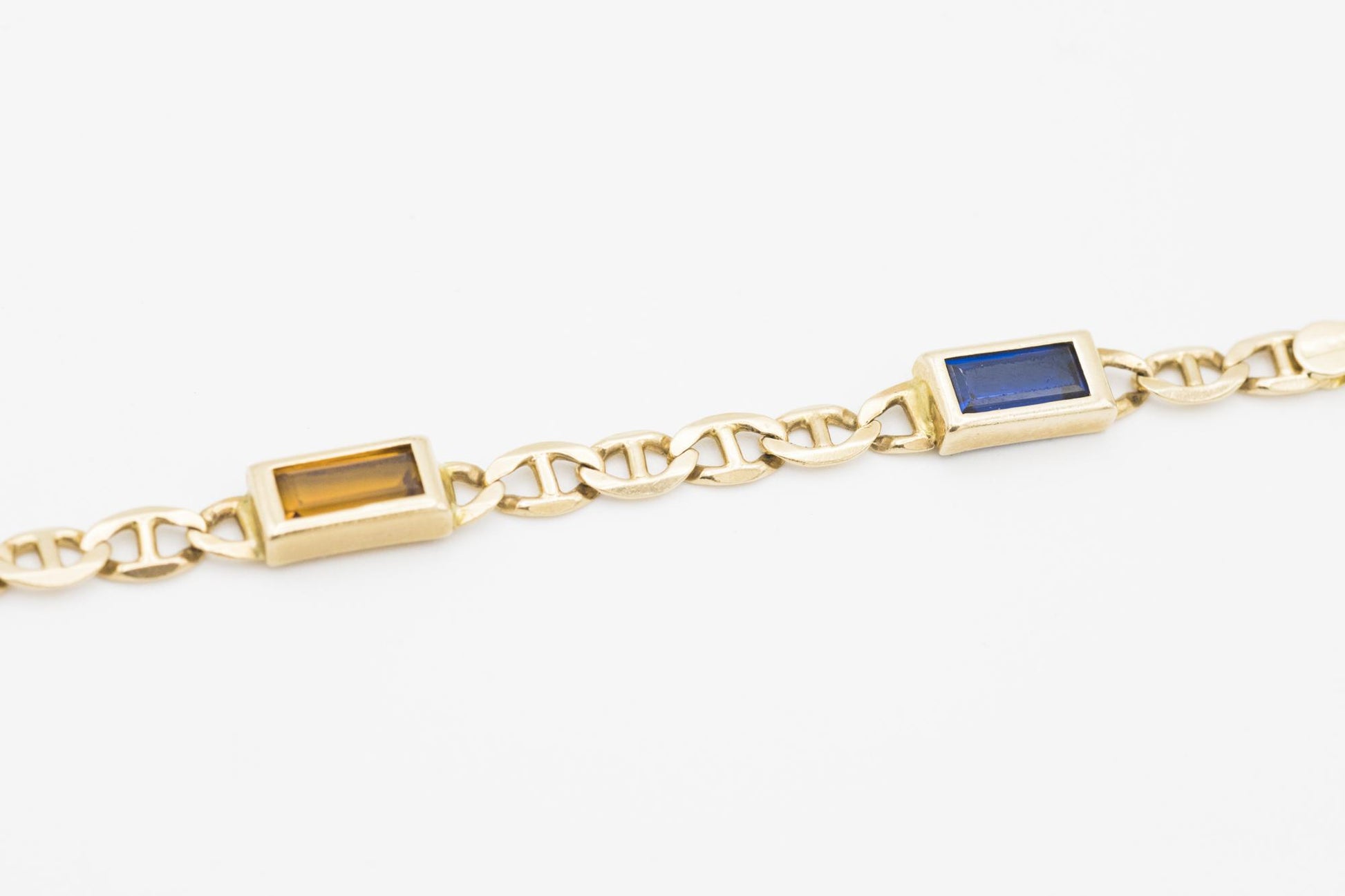 14K YG Multi-Gem Bracelet with Mariner Links