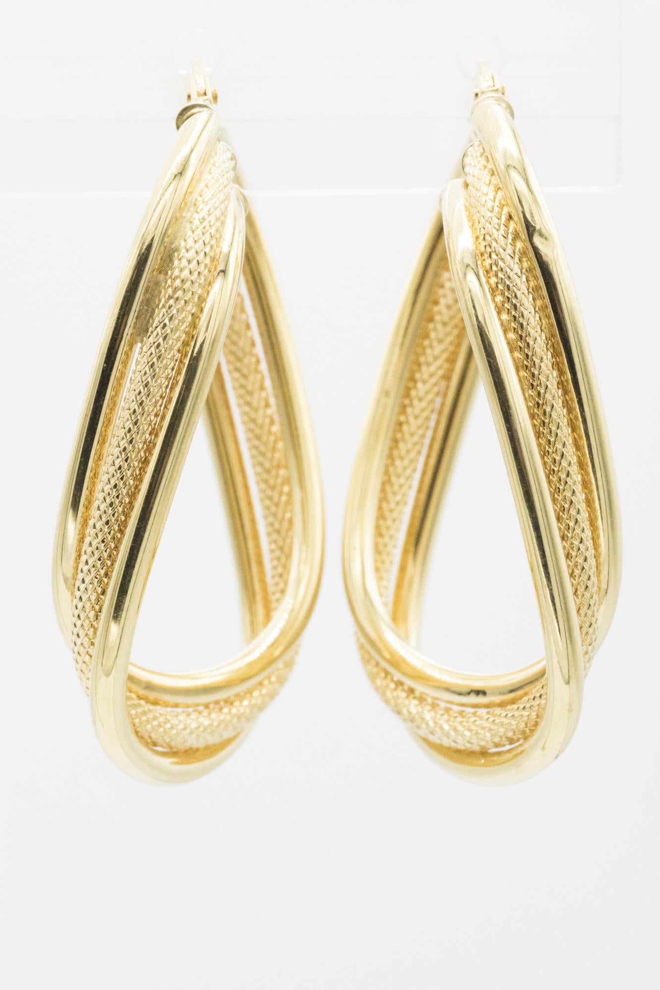 Modernist 18K Twisted Triple Hoop Earrings