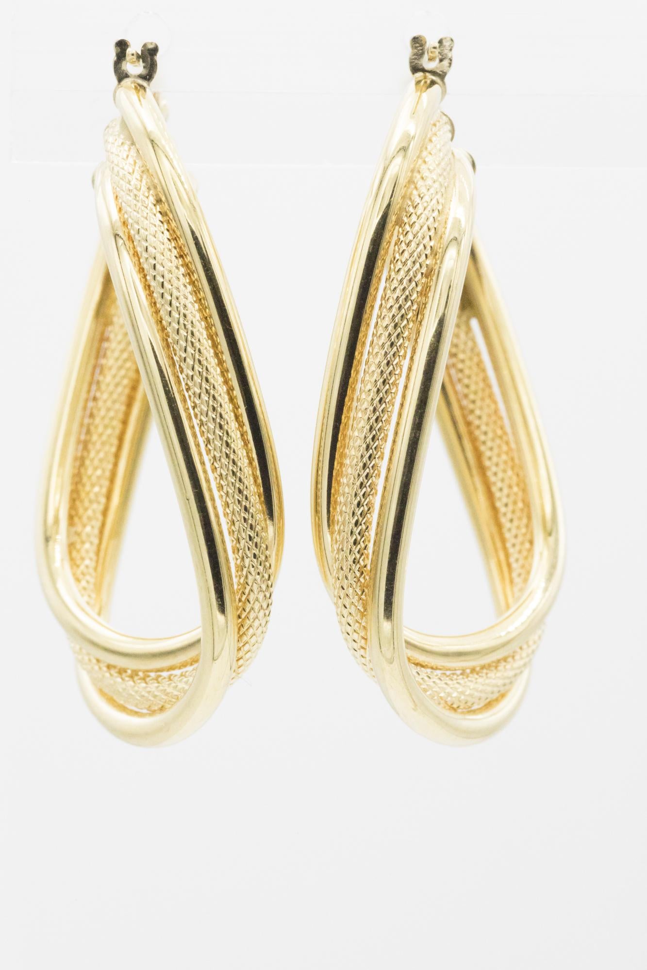 Modernist 18K Twisted Triple Hoop Earrings