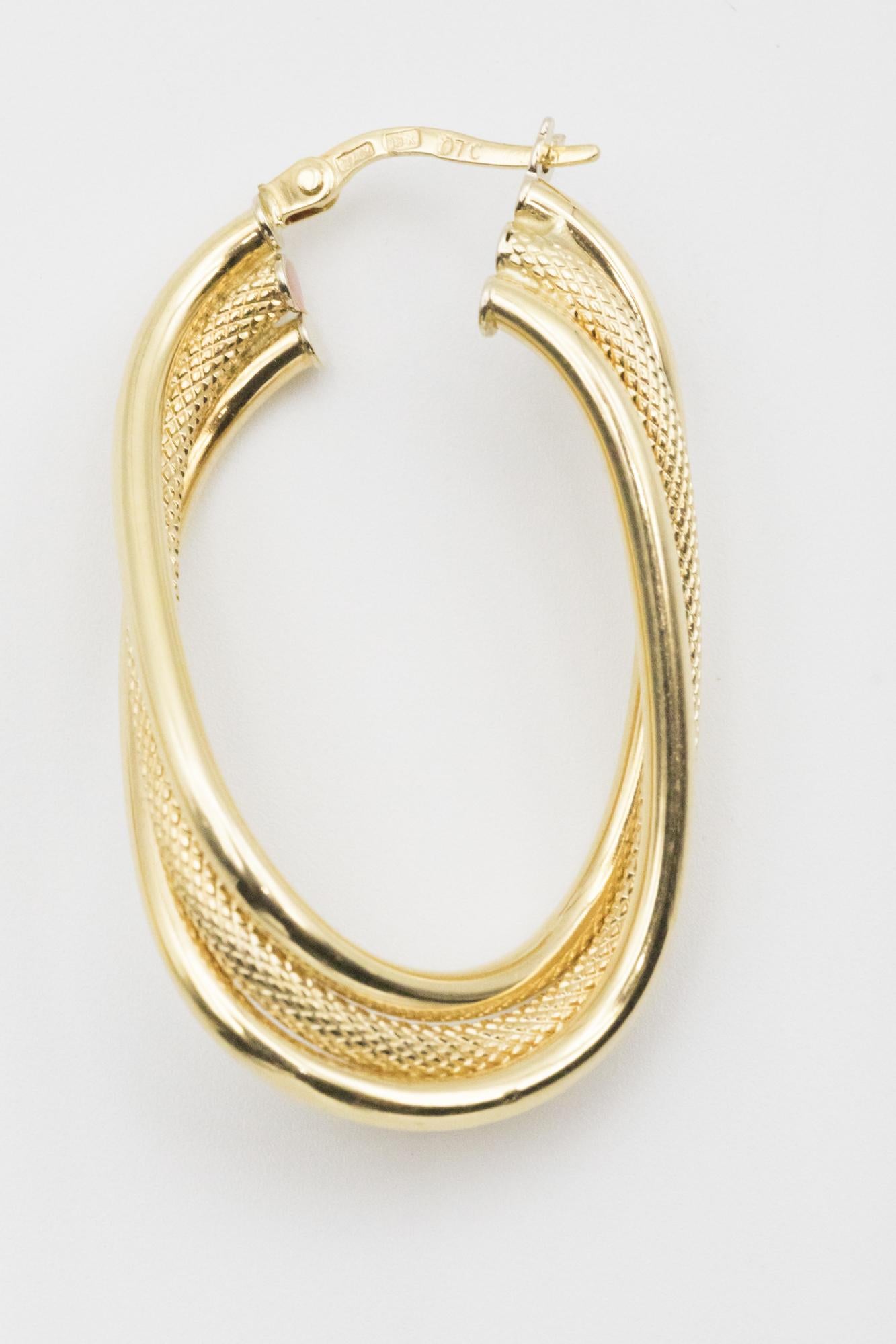 Modernist 18K Twisted Triple Hoop Earrings