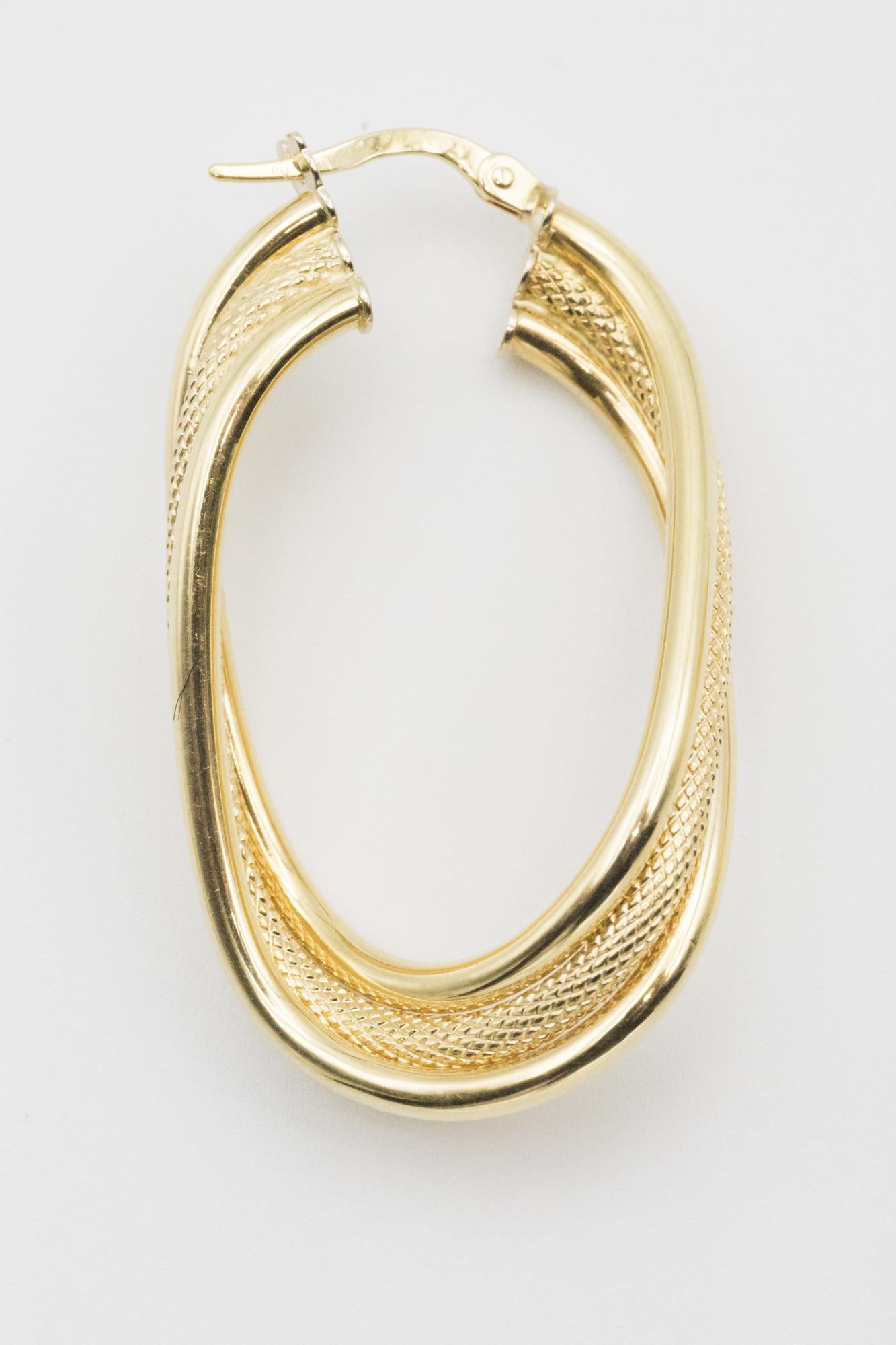 Modernist 18K Twisted Triple Hoop Earrings