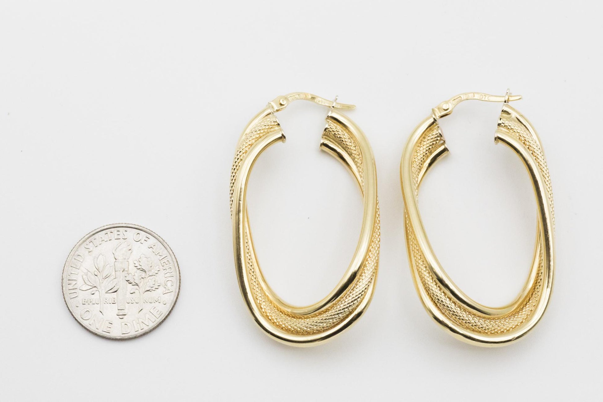 Modernist 18K Twisted Triple Hoop Earrings