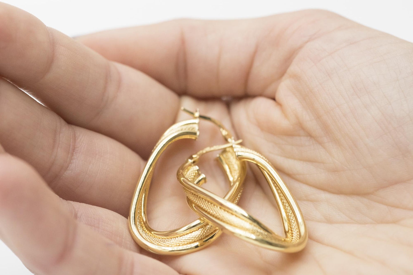 Modernist 18K Twisted Triple Hoop Earrings