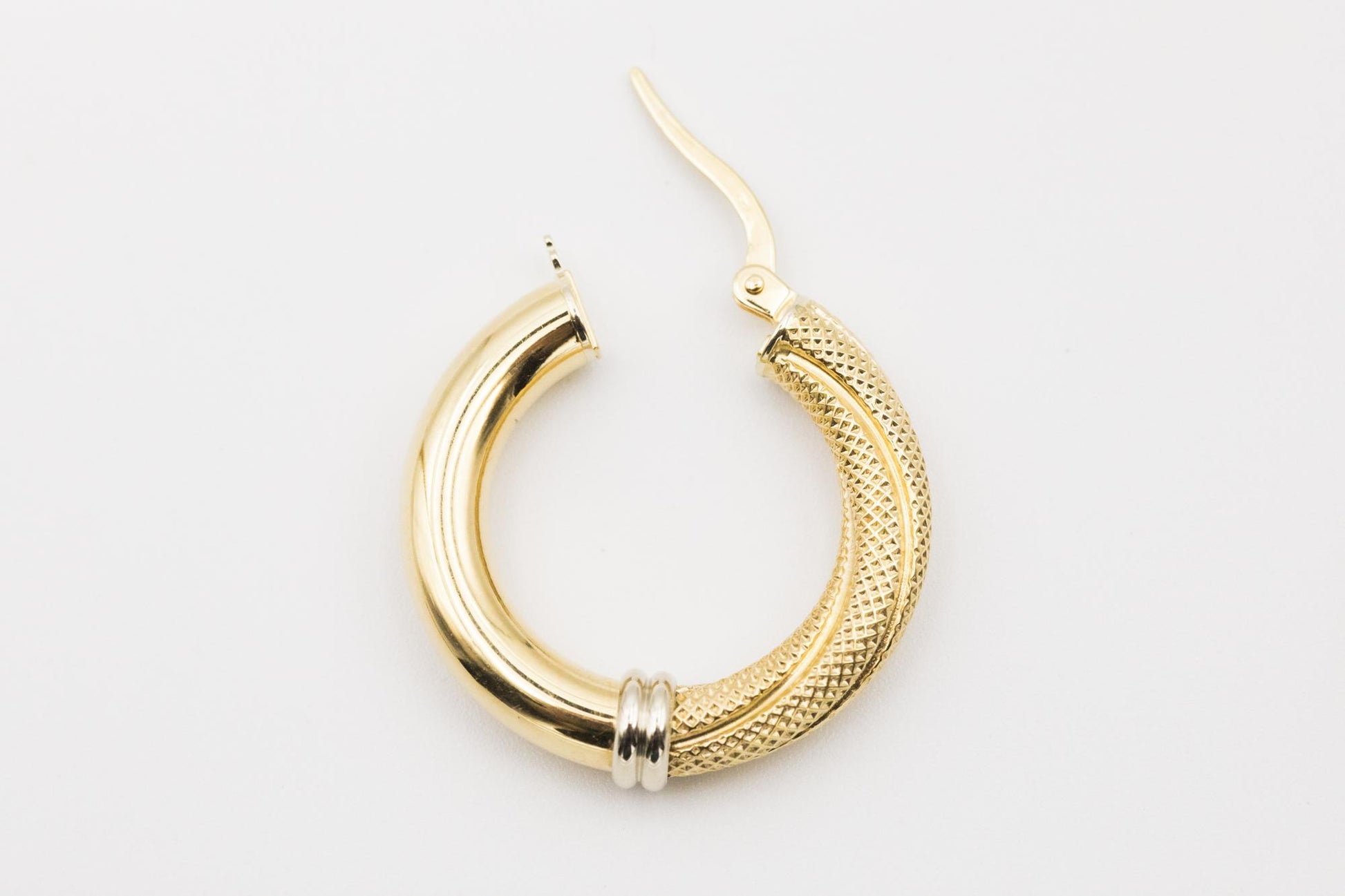 18K Yellow Gold Two-Toned Hoop Earrings