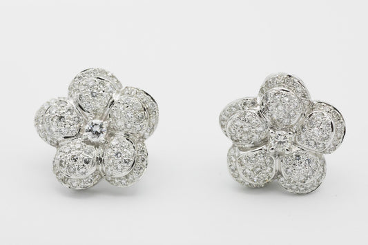 14K Diamond Flower Earrings