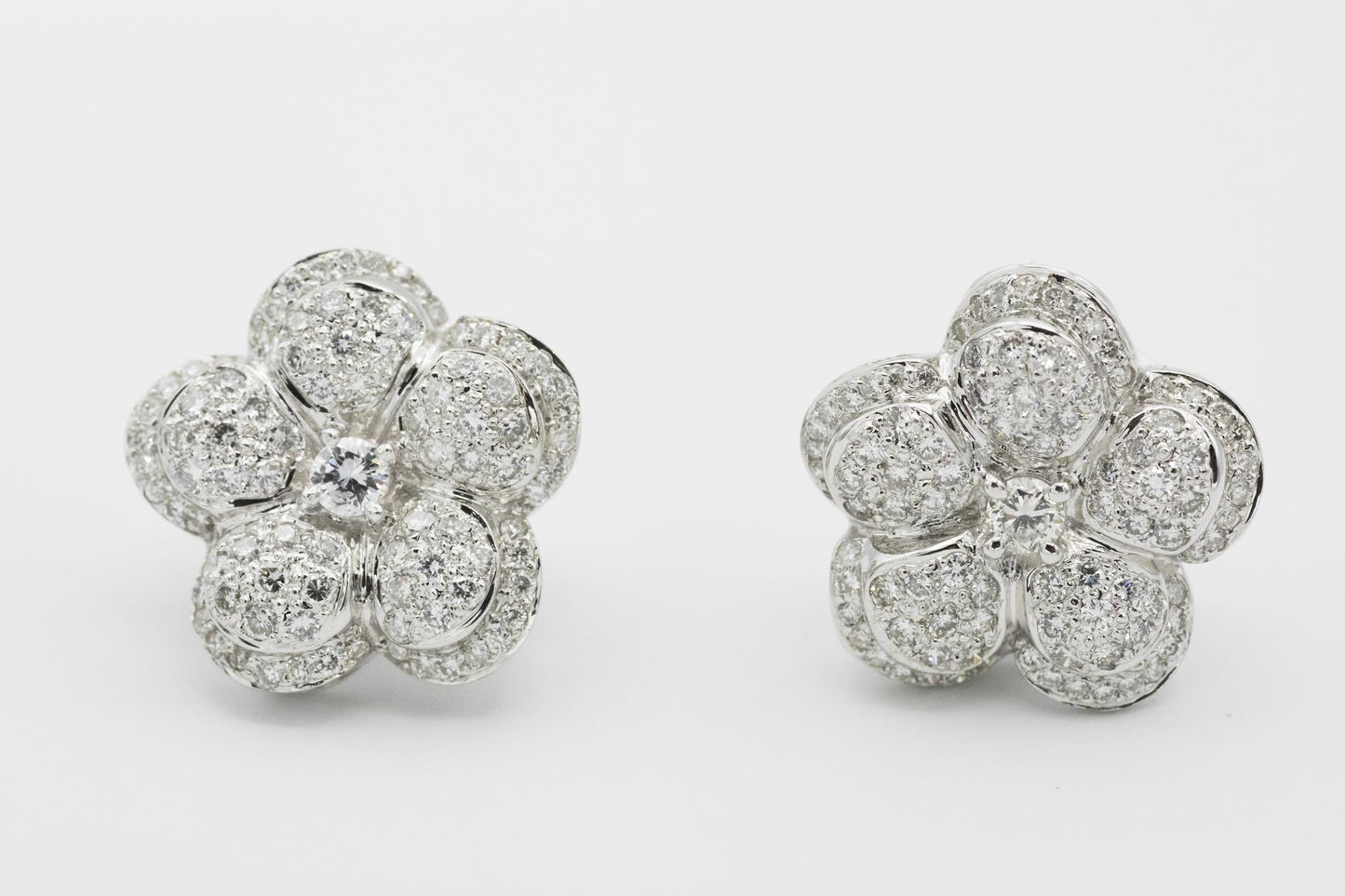 14K Diamond Flower Earrings