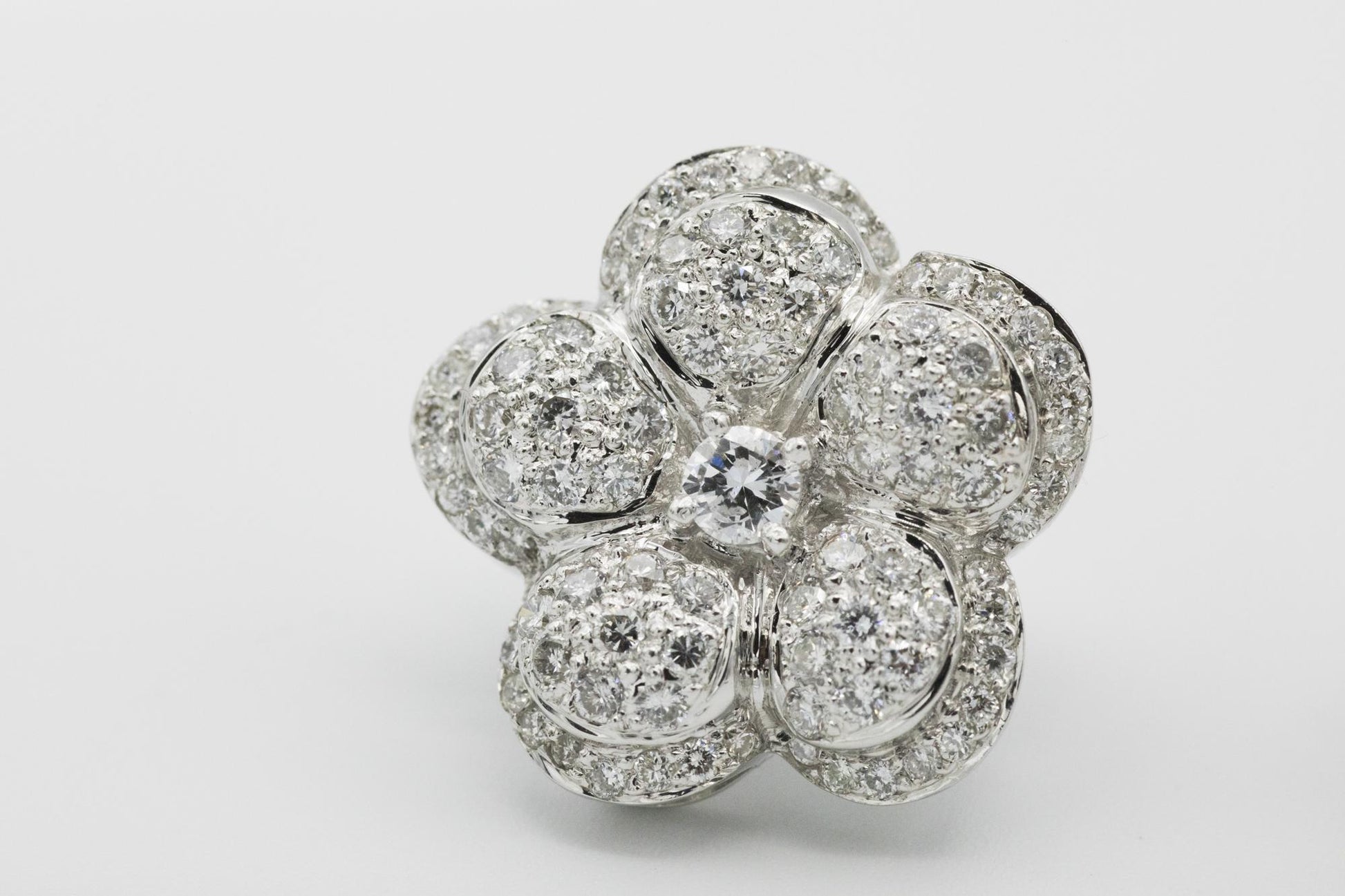 14K Diamond Flower Earrings