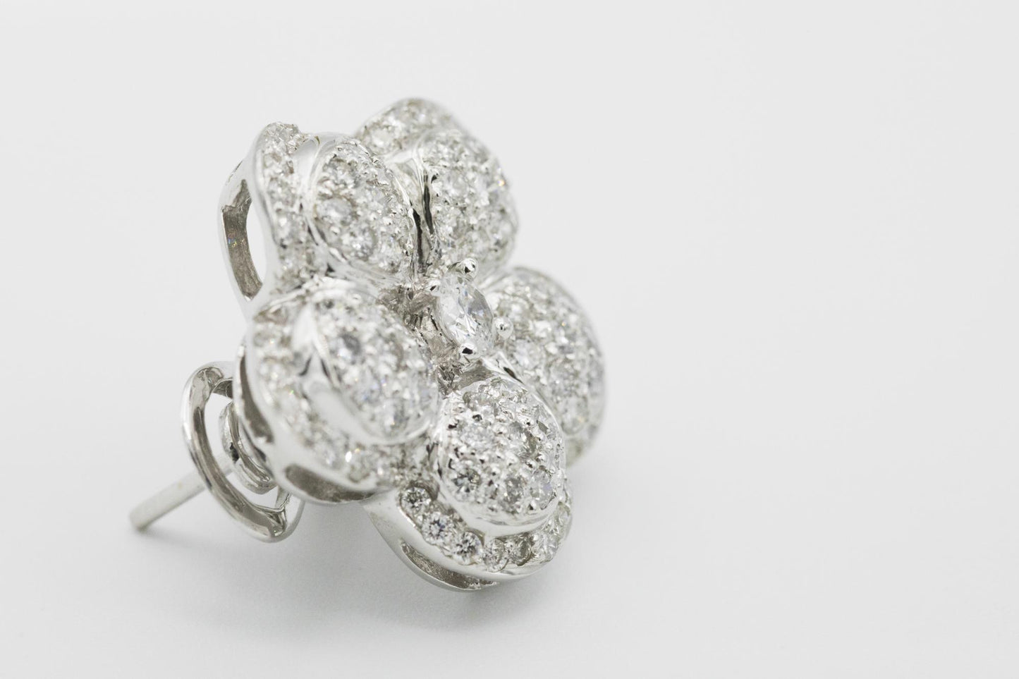 14K Diamond Flower Earrings