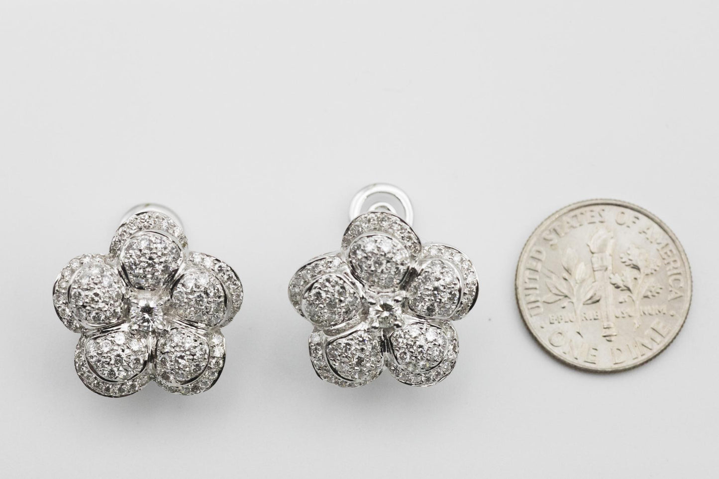 14K Diamond Flower Earrings