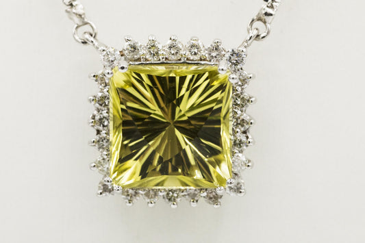 Citrine Diamond Pendant Set in 14K White Gold