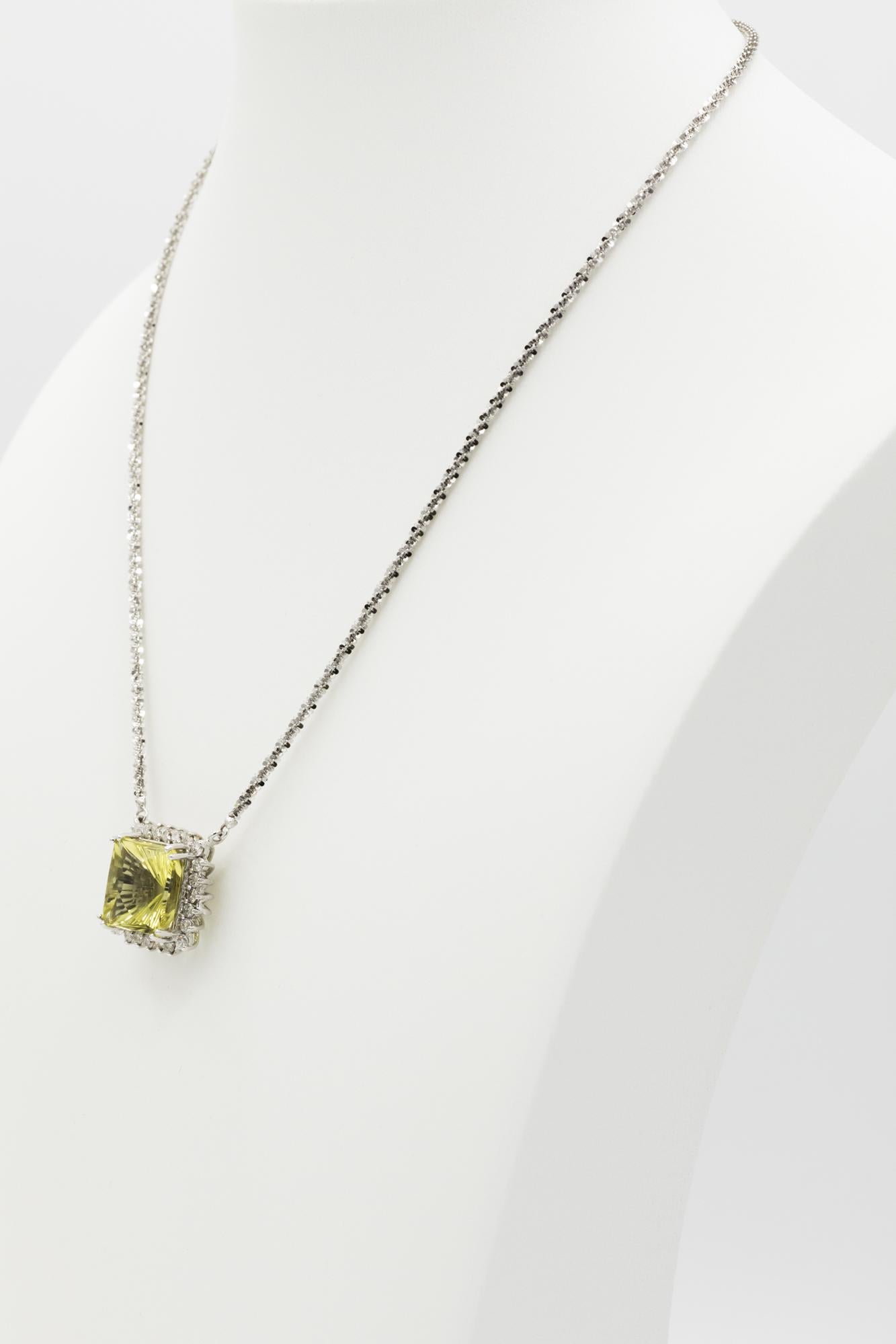 Citrine Diamond Pendant Set in 14K White Gold