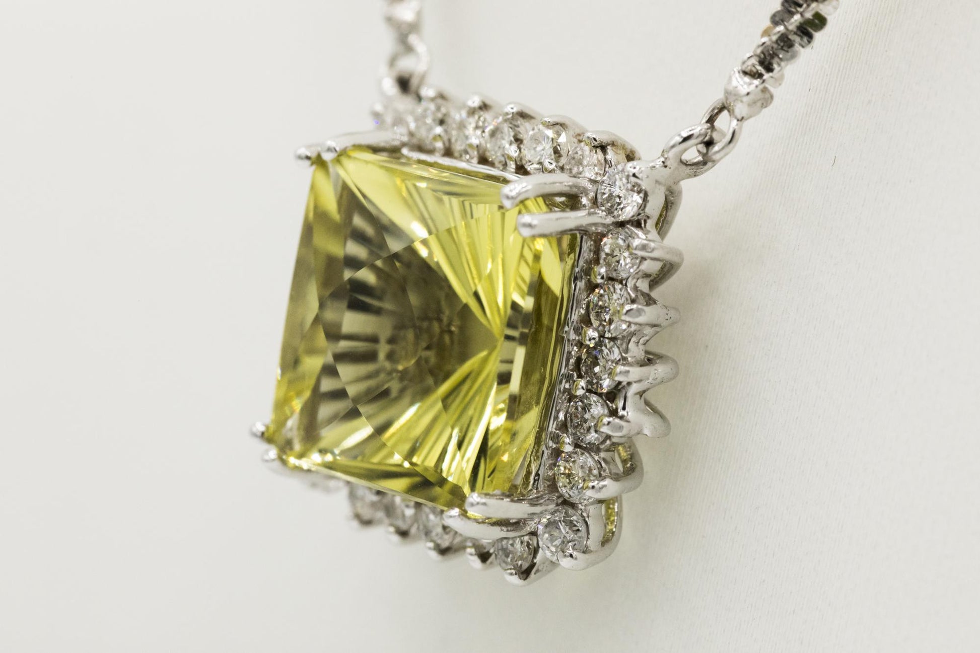 Citrine Diamond Pendant Set in 14K White Gold