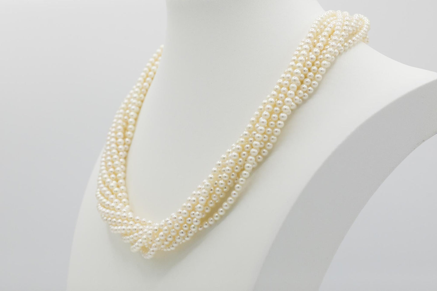 Multi-Strand Pearl Necklace with 18K Yellow Gold Diamond Clasp