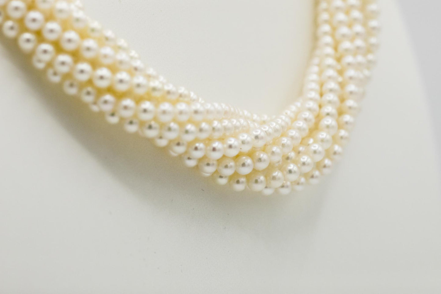 Multi-Strand Pearl Necklace with 18K Yellow Gold Diamond Clasp