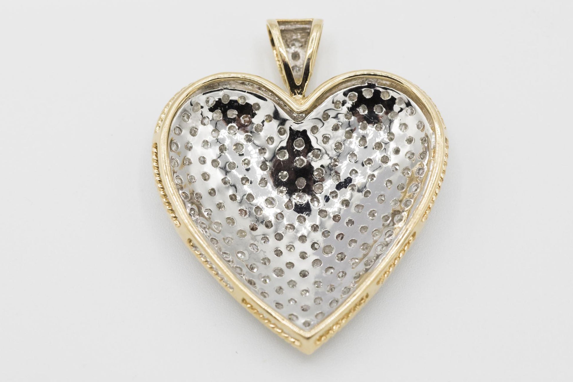 14K White and Yellow Gold Heart Pavé Diamond Pendant