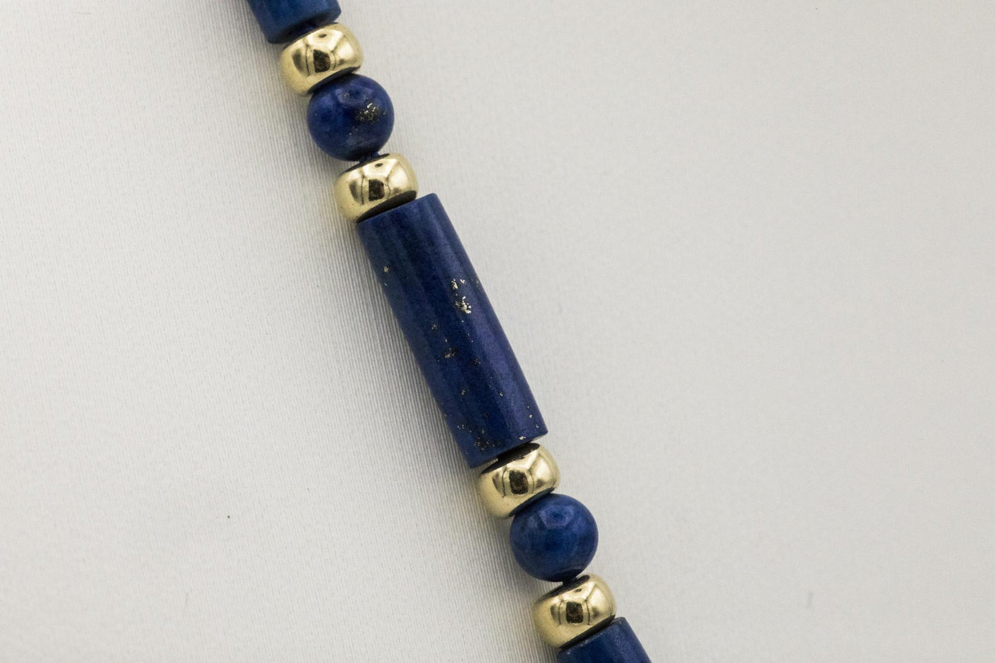 18" Lapis Ball Bar Station Necklace with 14K YG Beads and Clasp