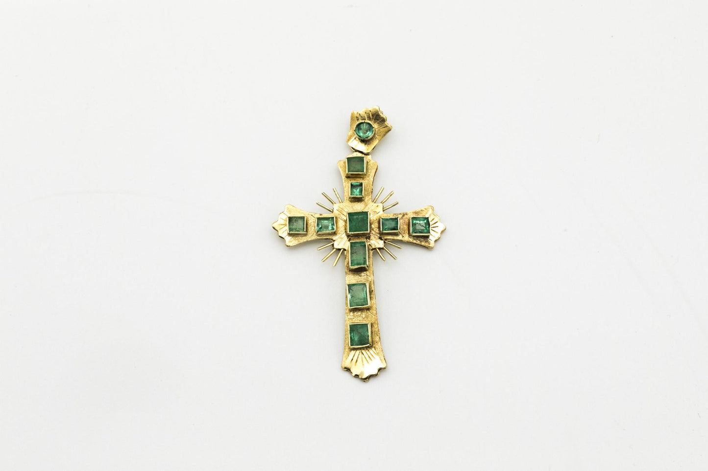 Estate Emerald and 18K Cross