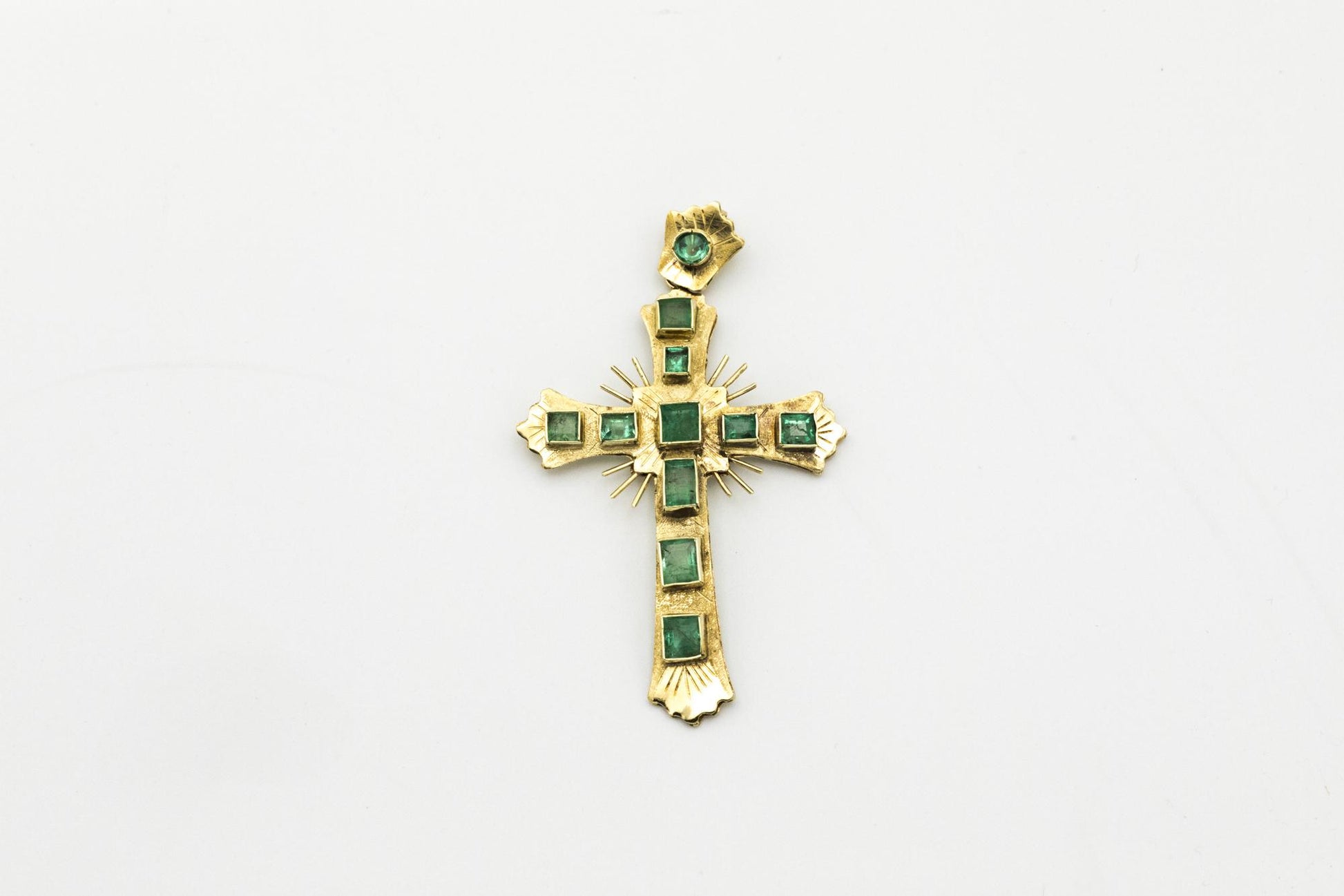 Estate Emerald and 18K Cross