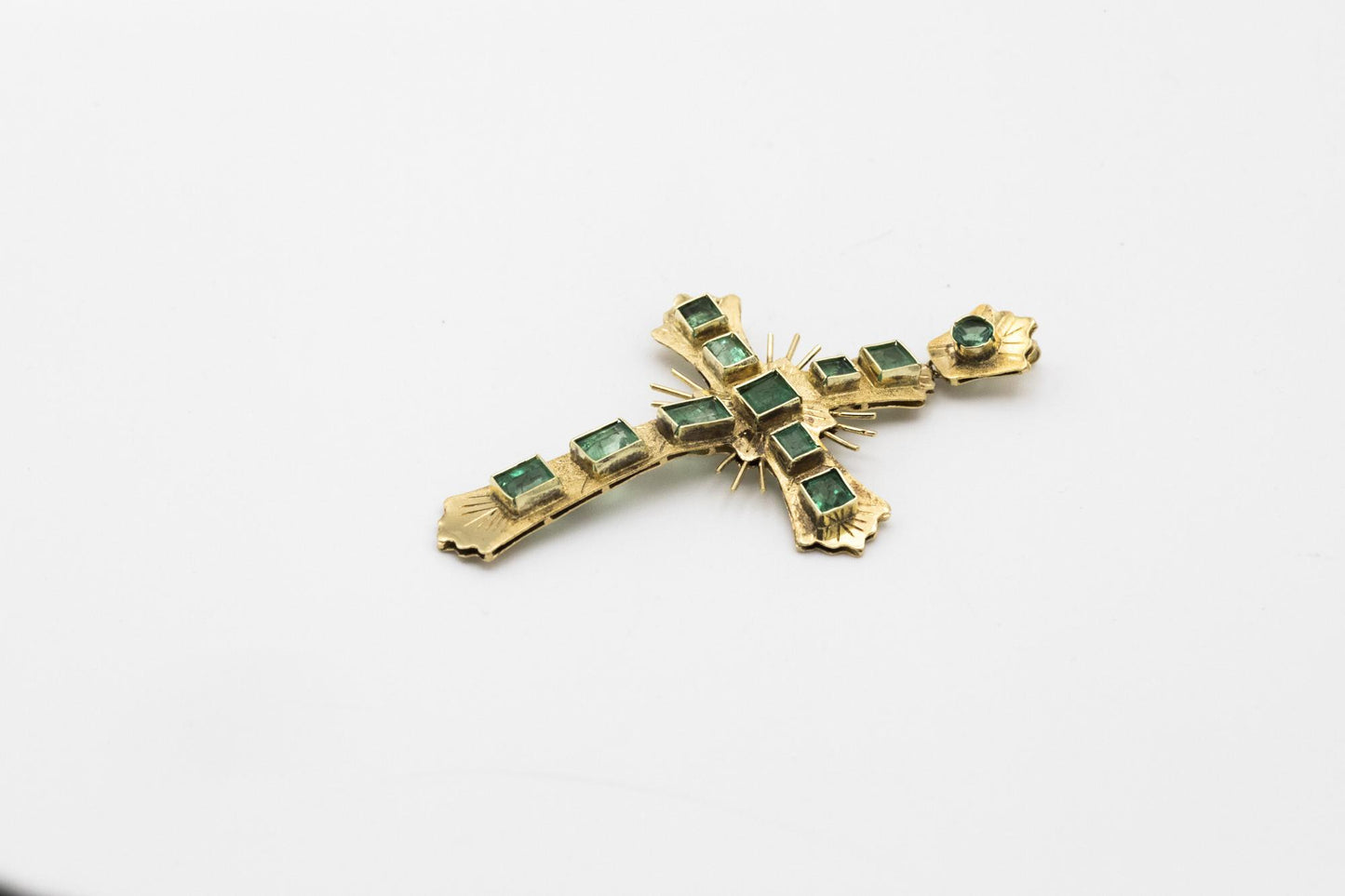 Estate Emerald and 18K Cross