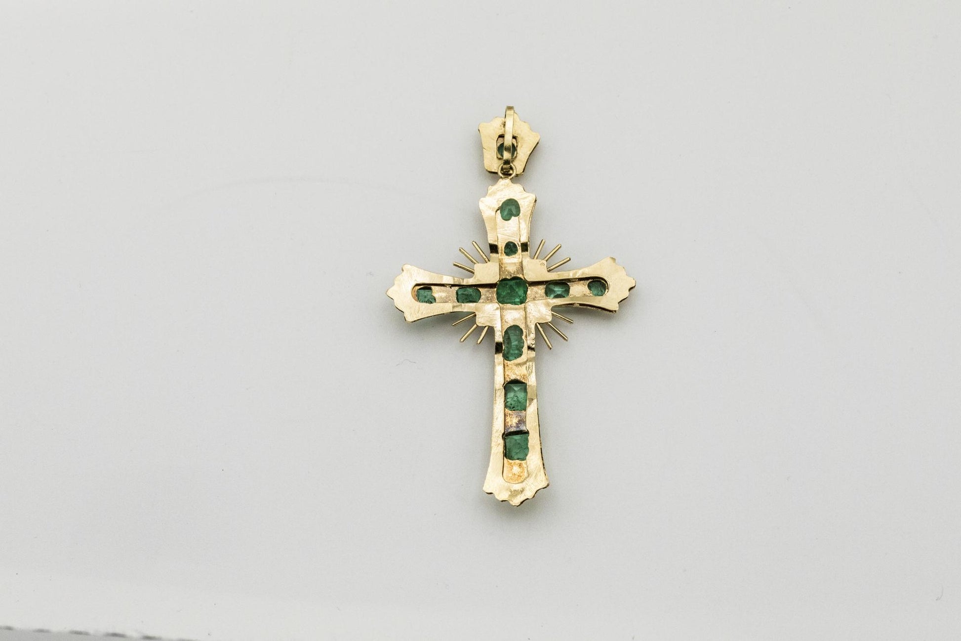 Estate Emerald and 18K Cross