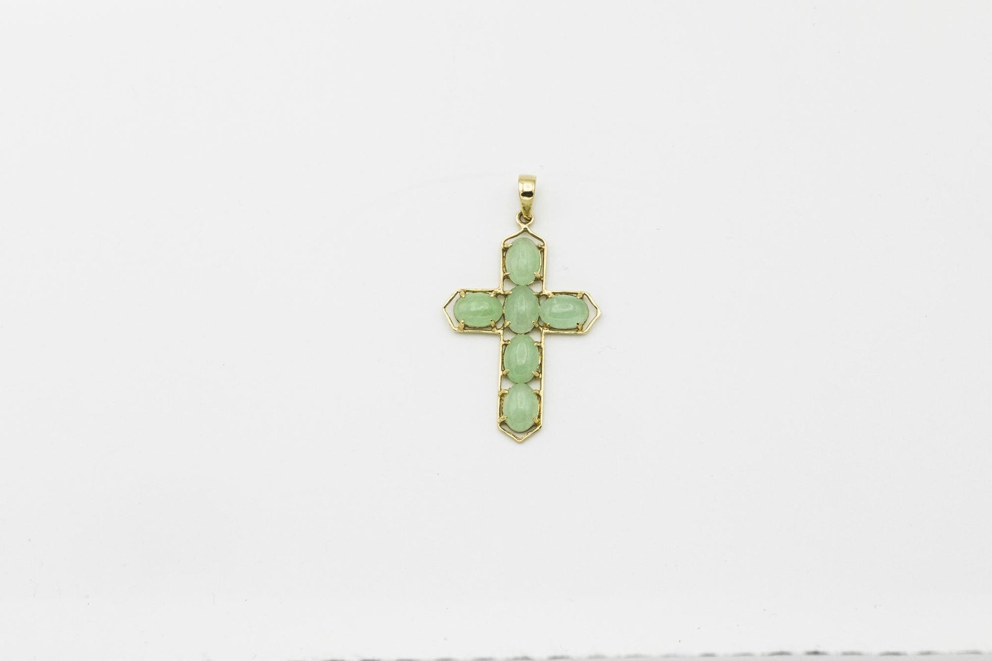 Jadeite Cross Pendant, 14K