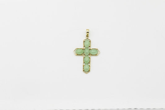 Jadeite Cross Pendant, 14K