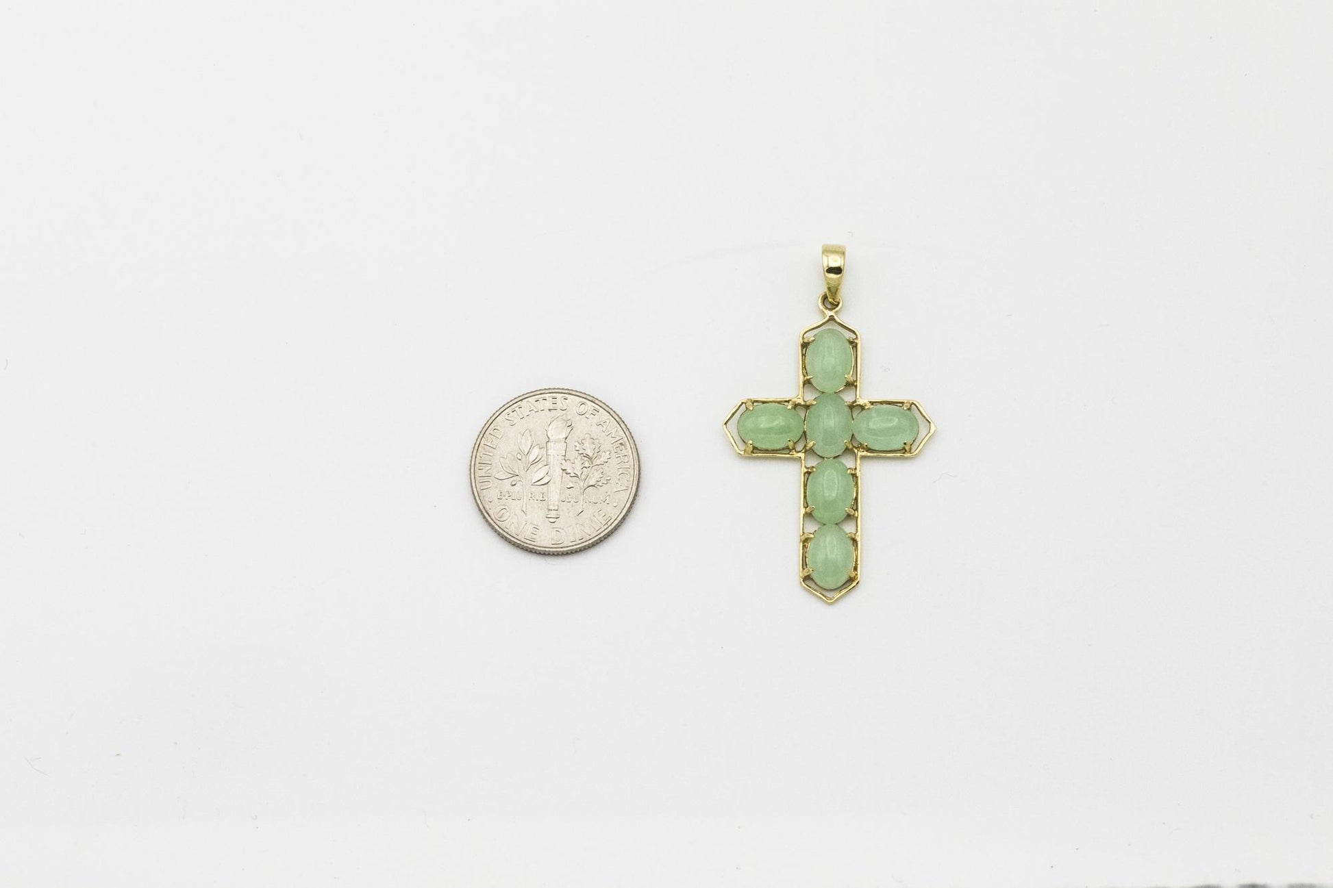 Jadeite Cross Pendant, 14K