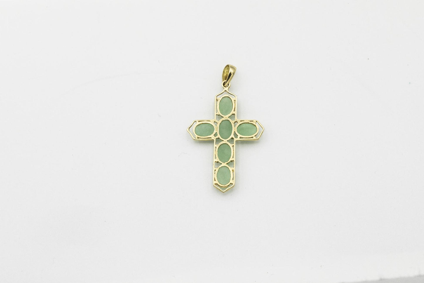 Jadeite Cross Pendant, 14K