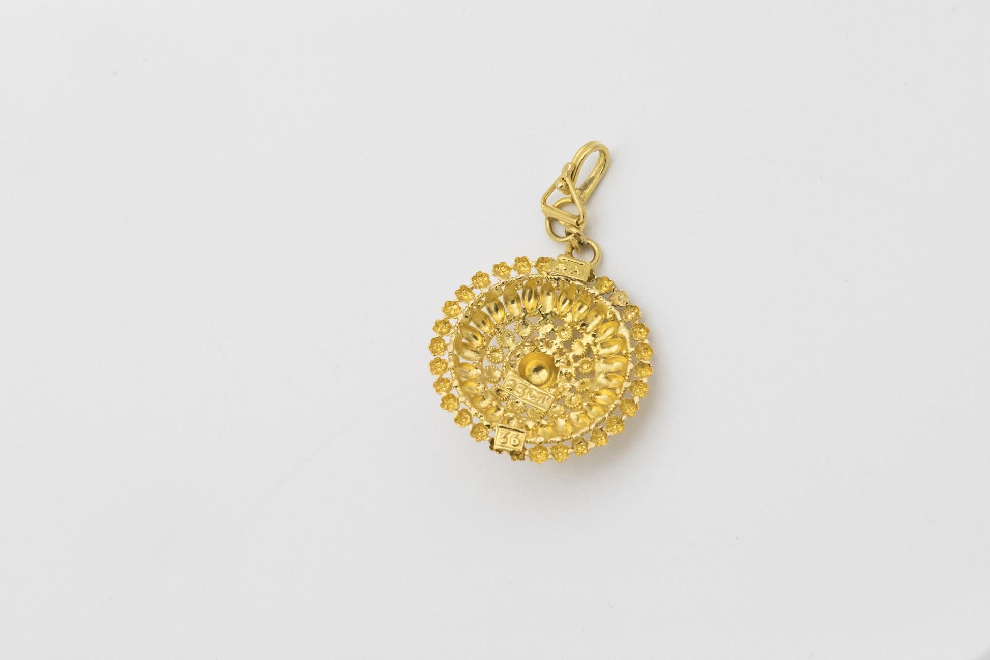 Gorgeous 23K Circle Pendant on 22K Bale