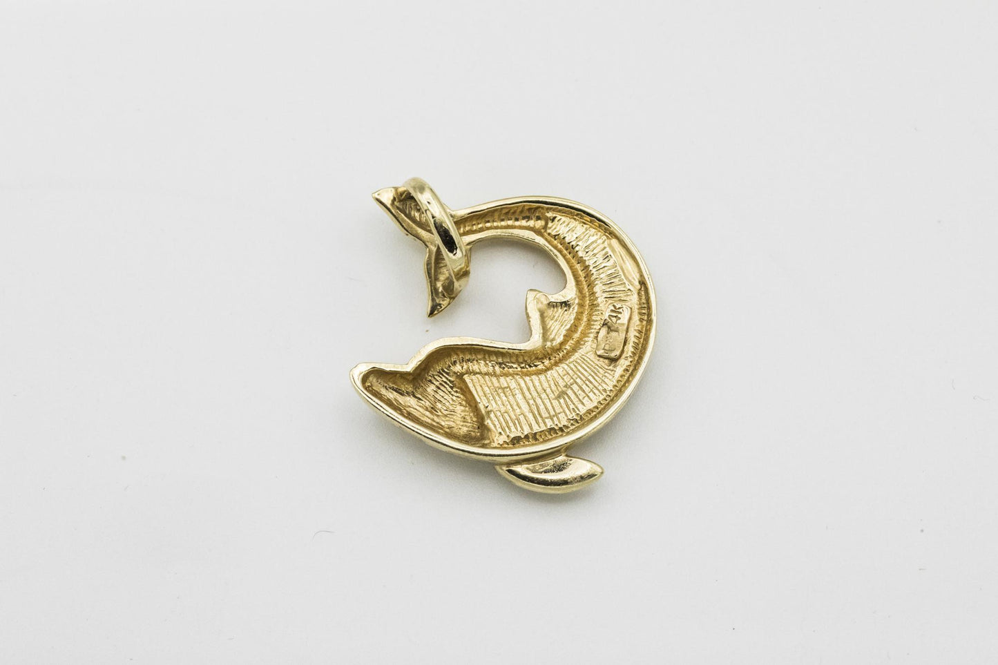 Joyful Leaping Dolphin Pendant with Opal Set in 14K Gold