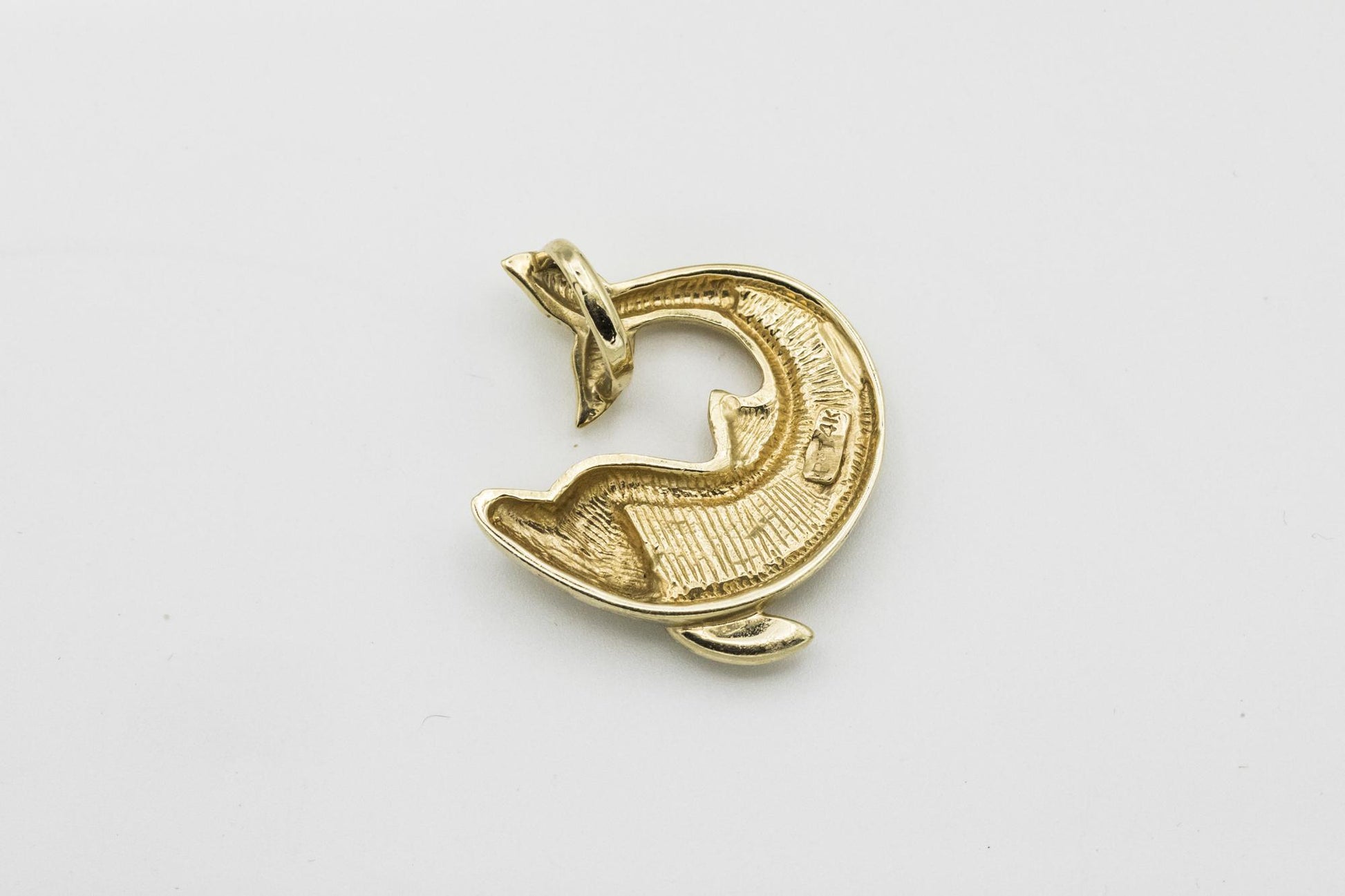 Joyful Leaping Dolphin Pendant with Opal Set in 14K Gold