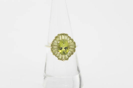 14K YG Peridot Statement Ring