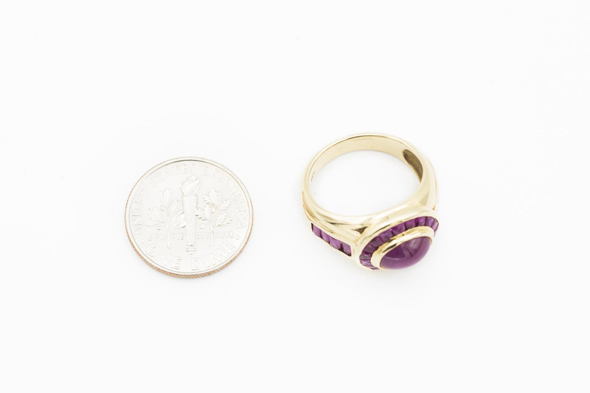 14K Yellow Gold Ruby Cabochon Ring