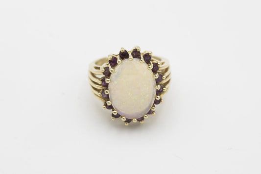 14K Yellow Gold Opal-Ruby Ring